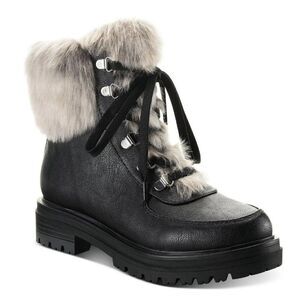 Sun + Stone Womens Orlaa Faux Leather Cold Weather Combat & Lace-up Boots